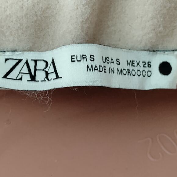 Zara Wooly Pencil Asymmetric Skirt Size Small Beige Pullon Fall Staple - Picture 6 of 7